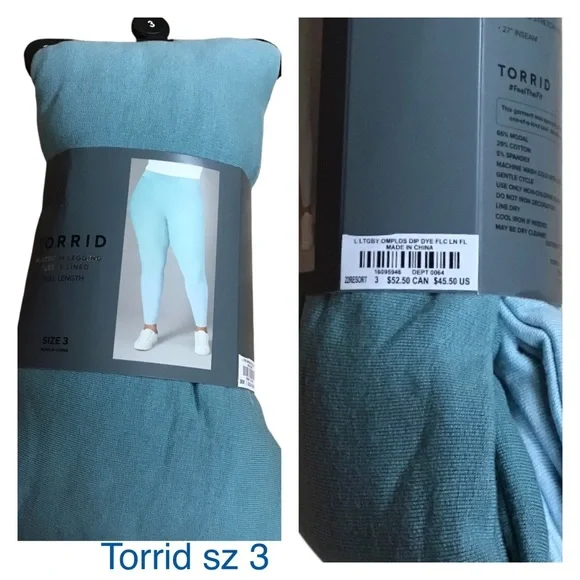 Torrid Platinum Fleece Lined Blue Dip Dye Leggings NWT - Picture 6 of 13